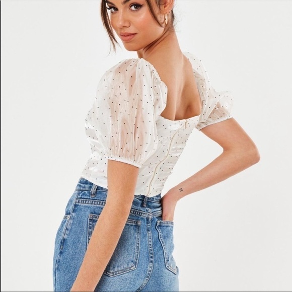 NWT Misguided Puff Sleeve Crop Top - Picture 4 of 10